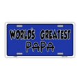 thumbnail image 1 of Crazy Novelty Guy 2511 Worlds Greatest Papa Father or Grandpa Metal Vanity License Plate Tag Cover - 12 x 6 in., 1 of 1