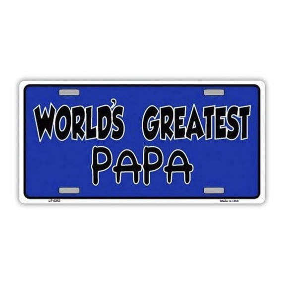 Crazy Novelty Guy 2511 Worlds Greatest Papa Father or Grandpa Metal Vanity License Plate Tag Cover - 12 x 6 in.