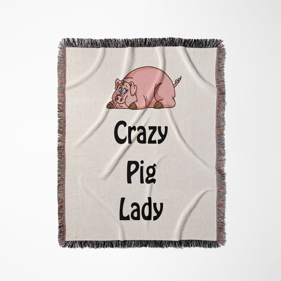 Crazy Pig Lady, Woven Blanket