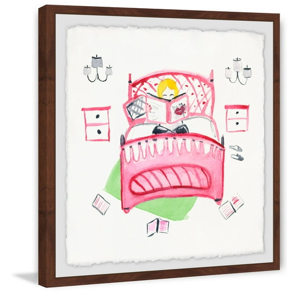 Crazy Pink Bed Framed Painting Print