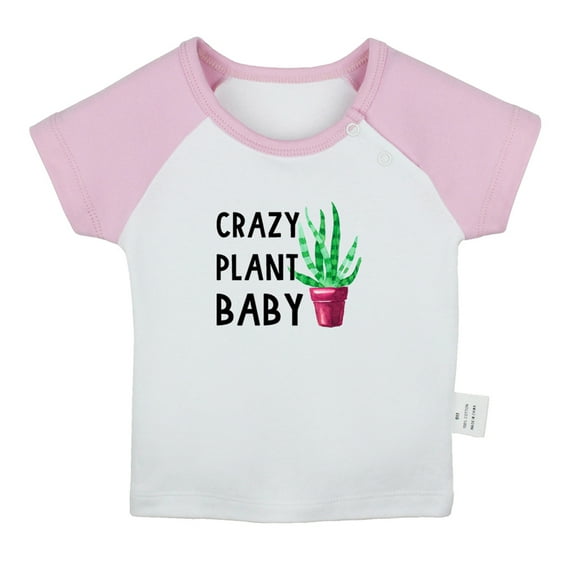 Crazy Plant Baby Funny T shirt For Baby, Newborn Babies T-shirts, Infant Tops, 0-24M Kids Graphic Tees Clothing (Short Pink Raglan T-shirt, 18-24 Months)