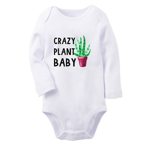 Crazy Plant Funny Rompers, Newborn Baby Unisex Bodysuits, Infant Jumpsuits, Toddler 0-12 Months Kids Long Sleeves Oufits (White, 6-12 Months)