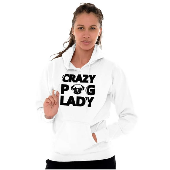 Crazy Pug Lady Dog Pets Owner Rescue Women Plus Size Graphic Pullover Hoodie Brisco Brands 2X