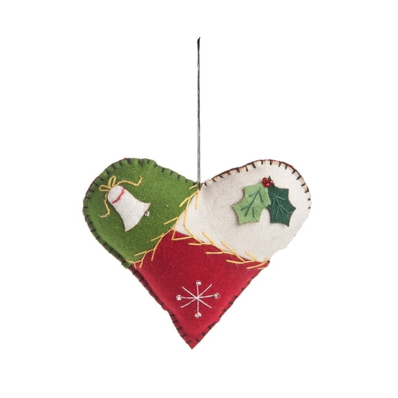 Crazy Quilt Heart Christmas Xmas Ornament