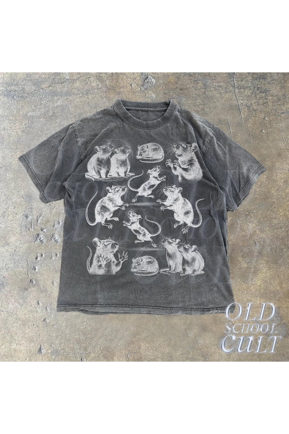 Crazy Rats Vintage 90s T-Shirt, Retro Medieval Rat Tshirt, Gothic Grunge Clothing, Horror Funny Rats Tee, Dark Academia Shirt, Rat Gifts