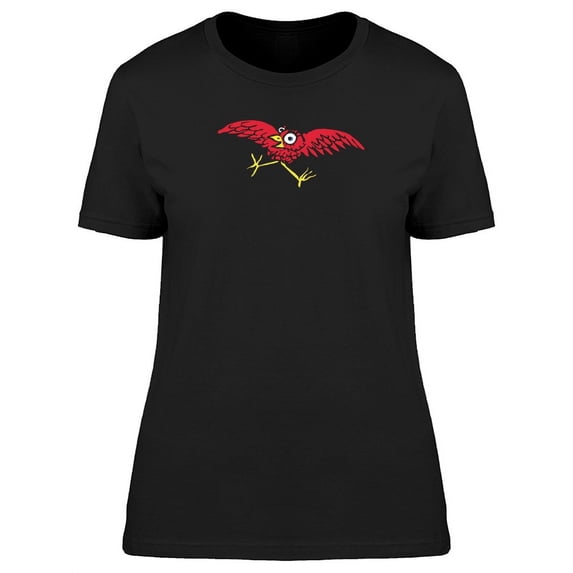 Crazy Red Bird Flying T-Shirt Women -Image by Shutterstock, Female x-Large