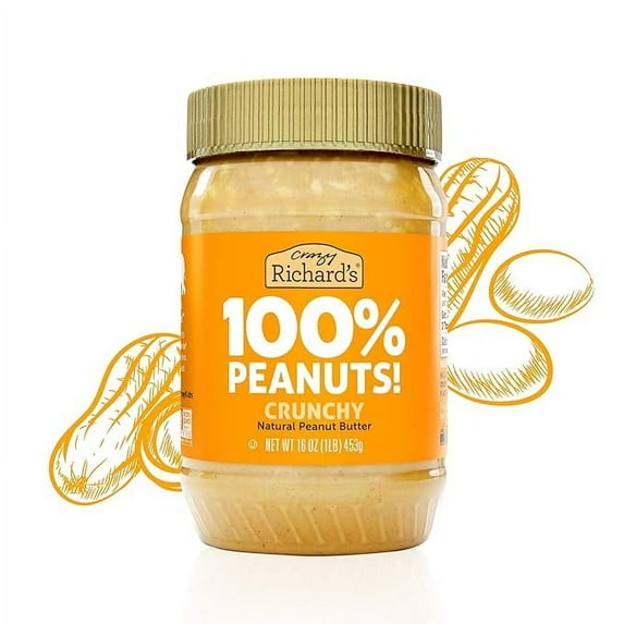 Pack of 1 Crazy Richard Peanut Butter, Crunchy, 16 oz