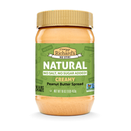 Crazy Richard's natural creamy smooth no-stir peanut butter; 16oz jar