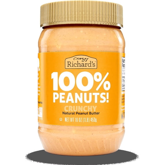 Crazy Richard's Natural Peanut Butter 100% Peanuts Crunchy 16 oz Pack of 2