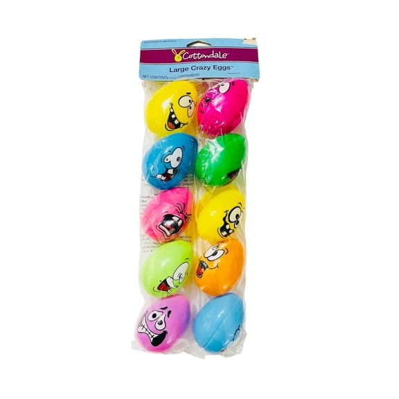 Crazy Silly Faces Plastic Refillable Easter Eggs - 10 Count