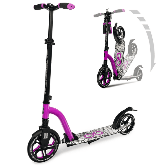 Crazy Skates Foldable Kick Scooter - kick scooters for adults, teens and kids with carrying strap - fast folding, adjustable handlebars and lightweight