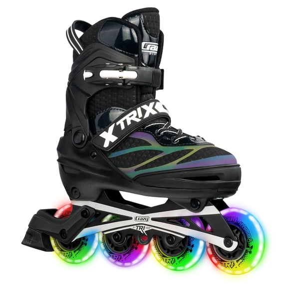 Crazy Skates Trix Size Adjustable Inline Skates with Light Up Wheels - Available with 3 or 4 wheels
