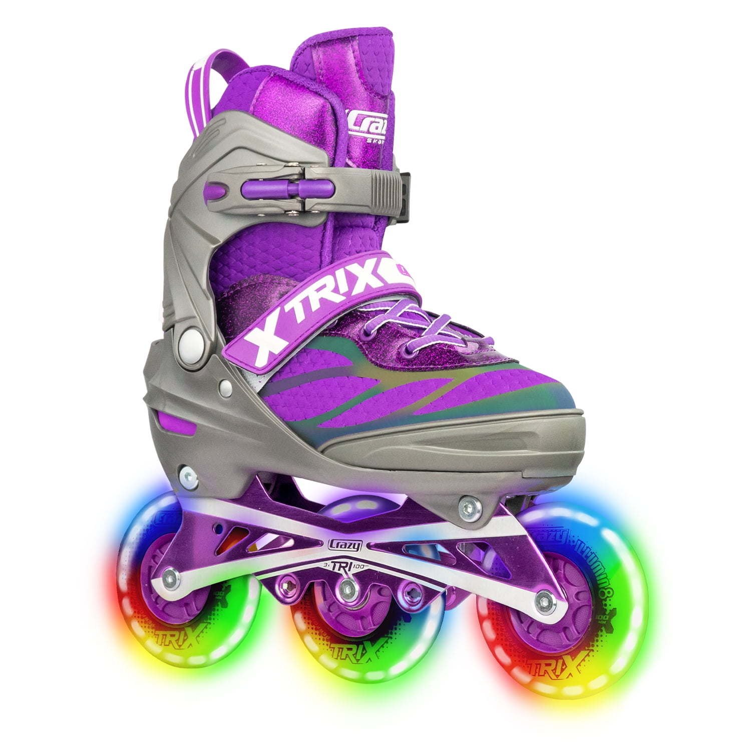 Crazy Skates Trix Size Adjustable Inline Skates with Light Up Wheels - Available with 3 or 4 wheels