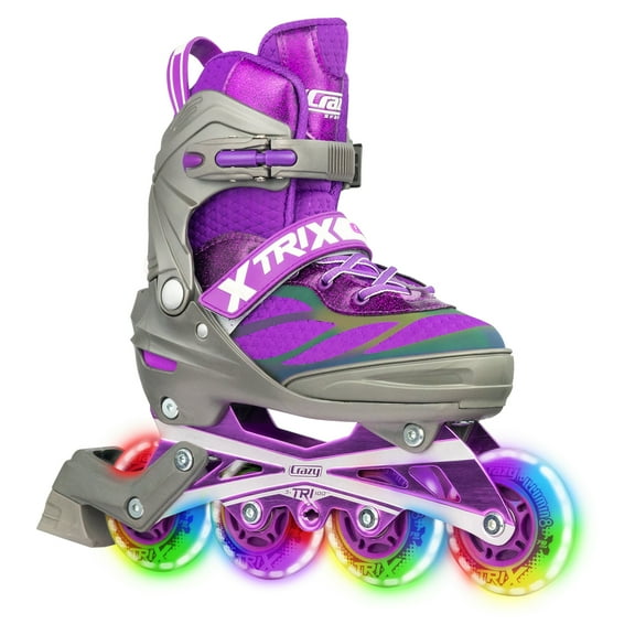 Crazy Skates Trix Size Adjustable Inline Skates with Light Up Wheels - Available with 3 or 4 wheels