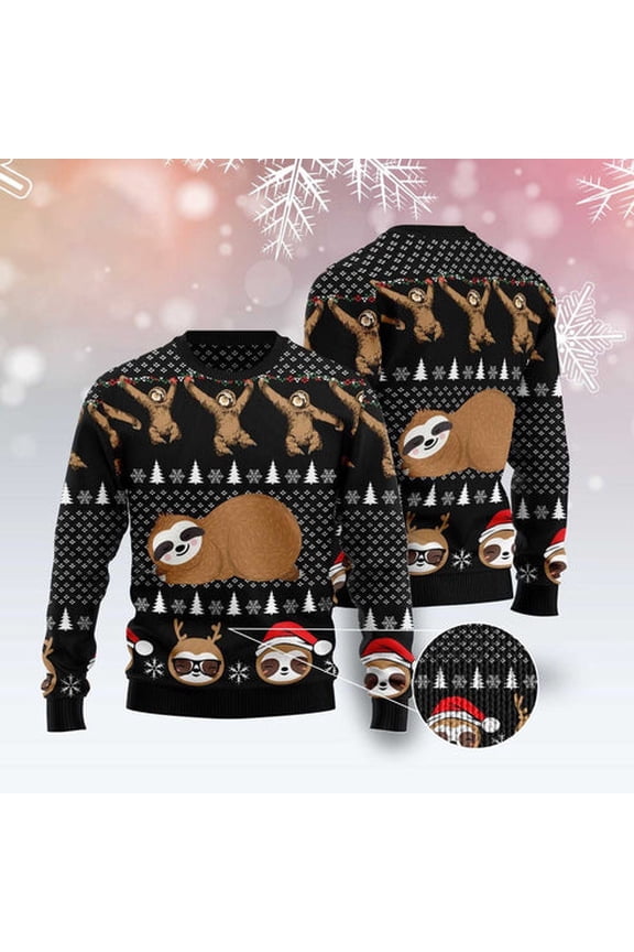 Crazy Sloth 3D Christmas Sweater, Funny Xmas Sweater, Sweater Xmas