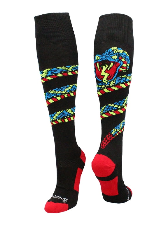 Crazy Snake Soccer Style OTC Socks (Black/Red, Small)