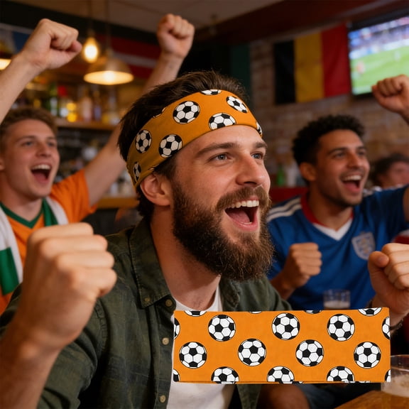 Crazy Soccer Headband with Soccer Ball Logos, Adjustable & Stretchy Soccer Sport Headband, Nylon Football Headwrap for Game Day Outfits, for Workout Running Daily Wear