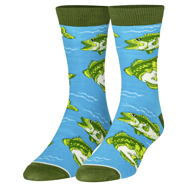 Crazy Socks, Bass Fishing Socks for Men, Funny, Colorful Novelty Print