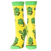 Crazy Socks Cactus Fun Print Novelty Crew Socks for Women