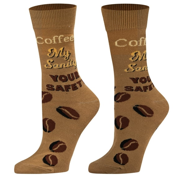 Crazy Socks, Coffee, My Sanity Your Safety Women's Novelty Crew Socks