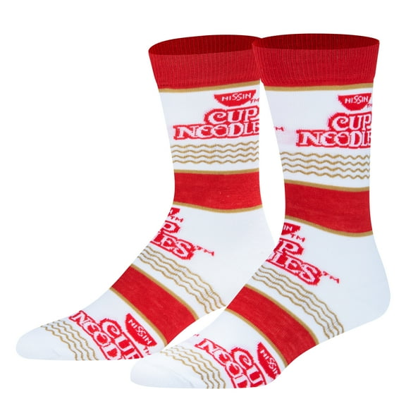 Crazy Socks – Cup Noodles Crew Socks – Officially Licensed Instant Ramen Soup Graphic – Unisex Large