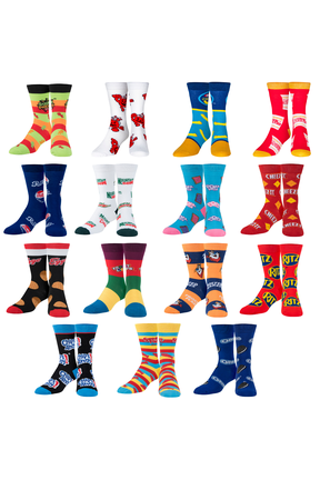 – 15-Pack Funny Food Crew Socks Value Bundle – Men’s & Women’s Size Large – Novelty Gift