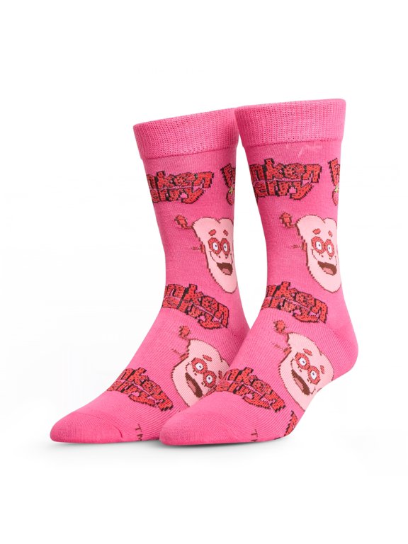 Crazy Socks – Franken Berry Cereal Graphic – Unisex Crew Socks Large – Officially Licensed General