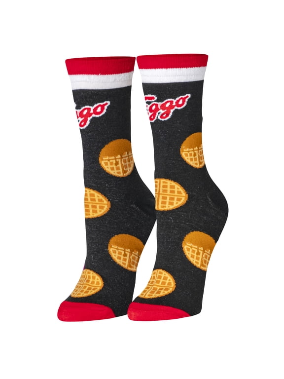 – Eggo Waffles Novelty Crew Socks – Medium – Breakfast Food Graphic Fun Socks for Men
