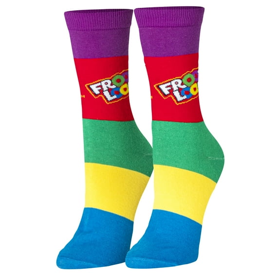 Crazy Socks – Froot Loops Cereal Novelty Crew Socks – Medium – Colorful Breakfast Food Graphic Fun