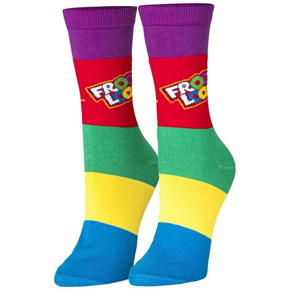 Crazy Socks, Funny Froot Loops Graphic Print, Crew Length Socks