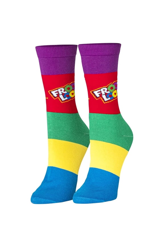 , Funny Froot Loops Graphic Print, Crew Length Socks