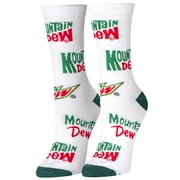 CRAZY SOCKS , Funny Mountain Dew Graphic Print, Crew Length Socks