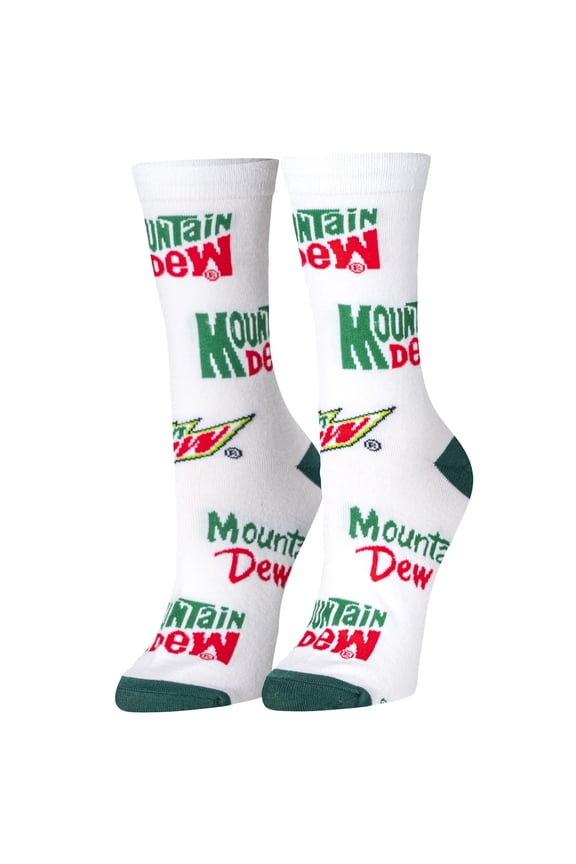– Mountain Dew Soda Logo Novelty Crew Socks Medium – Funny Drink Socks for Men Women