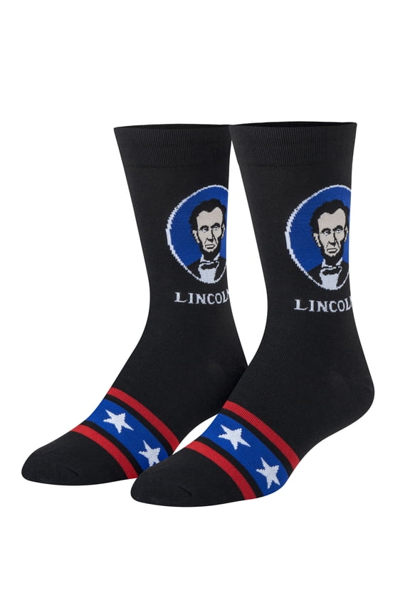 Abraham Lincoln Novelty Sock US Presidents Themed Crew Sock Size Large for Men & Women-