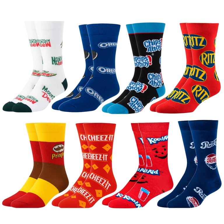 Crazy Socks, Novelty Crew Socks, Soda & Snacks 8-Pack, Gift Set