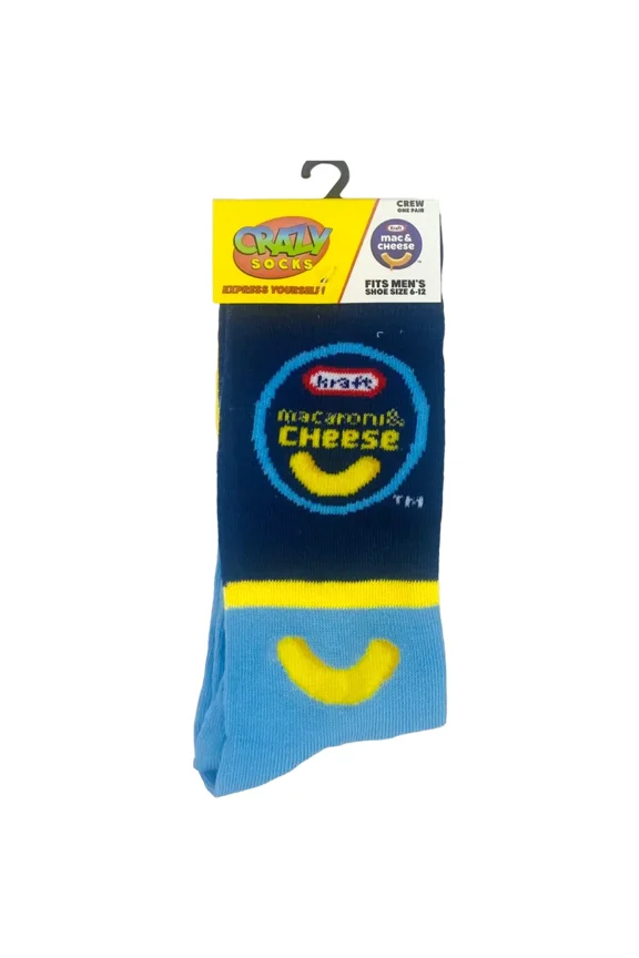 Kraft Macaroni & Cheese Crew Socks Licensed Cheesy Socks Size Large for Men & Women- Fun