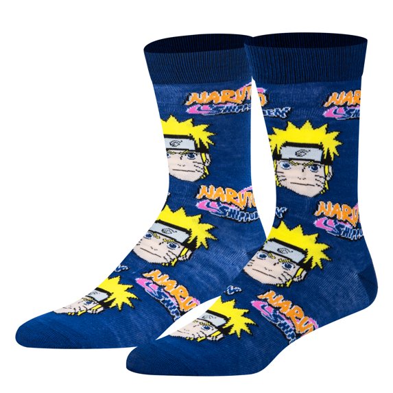 Crazy Socks Men’s Novelty Crew Socks – Naruto Heads Japanese Animation Print – Fun Gift for Anime