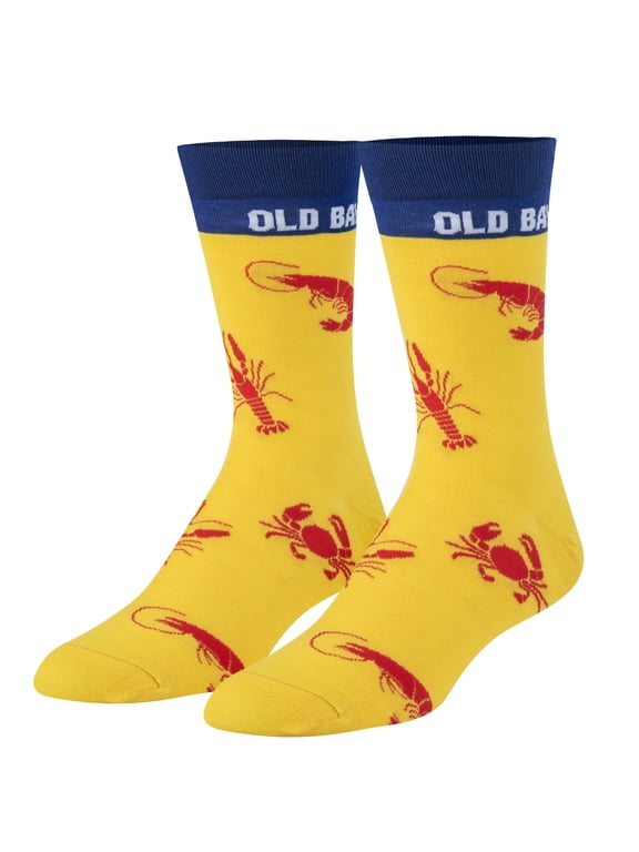 , Old Bay, Funny Socks for Men Women, Fun Crew Print, Large