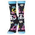 thumbnail image 1 of Crazy Socks Peace Signs Fun Print Novelty Crew Socks for Women, 1 of 6