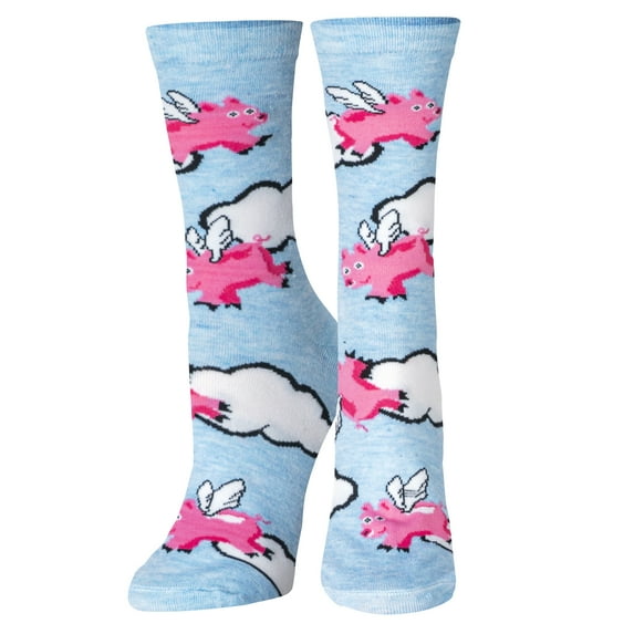 Crazy Socks Pigs Fly Fun Print Novelty Crew Socks for Women