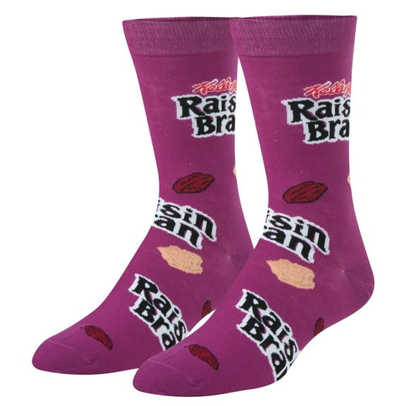Crazy Socks, Raisin Bran Prints, Unisex Crew Socks, Men's Socks (size 8-12), Women's Socks (size 9-13), Polyester Socks.