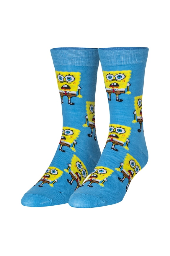 Spongebob All Over Fun Print Novelty Crew Socks for Men