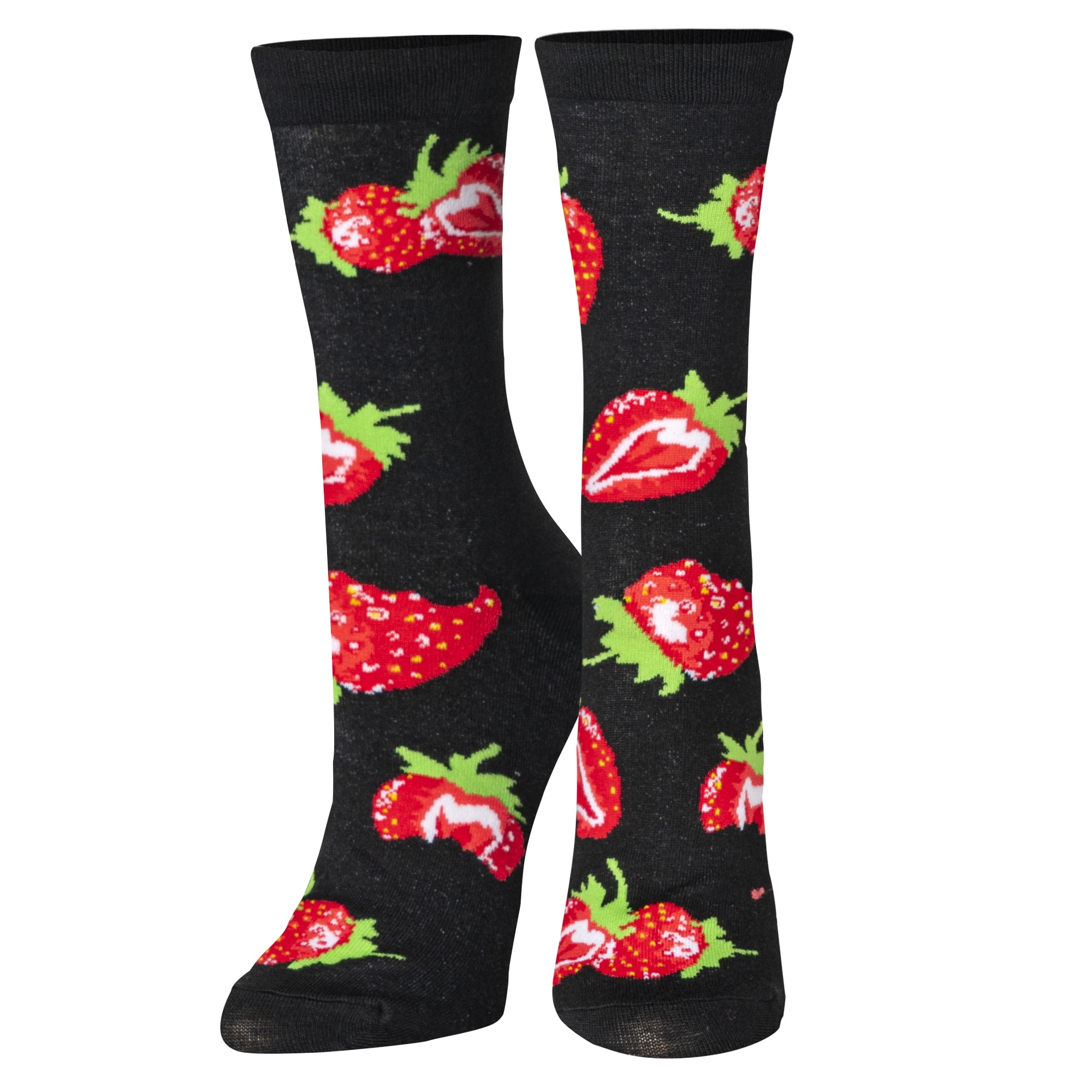 Crazy Socks Strawberries Fun Print Novelty Crew Socks for Women