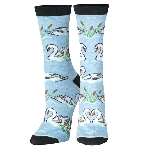 Crazy Socks Swan Fun Print Novelty Crew Socks for Women
