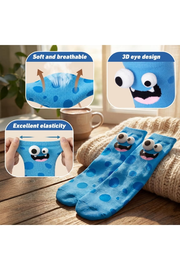 Crazy Socks for Kids - 3D Eye Monster Crew Socks, Silly Wacky Funny Novelty Socks, Cute Colorful Kids Socks, Birthday Gifts for Boys Girls 3-9 Years