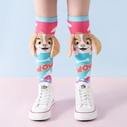 Crazy Socks for Kids - Cute Knee High Silly Socks Funny Style Colorful Cute Animal Knee High Socks for 3-14 Years Kids,dog