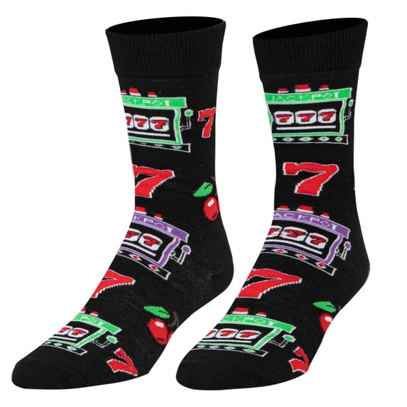 Crazy Socks Lucky 7 Slot Machine Crew Sock Casino Gaming Novelty Socks Size Large for Men & Women