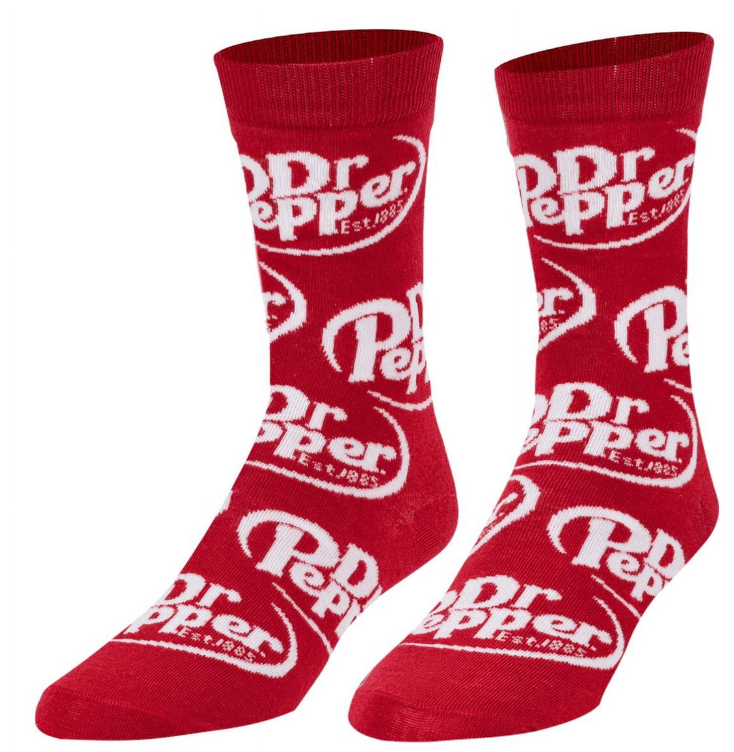CRAZY SOCKS Dr Pepper Logo Unisex Crew Socks Large Fun Colorful Soda Graphic Prints, Bold Pop
