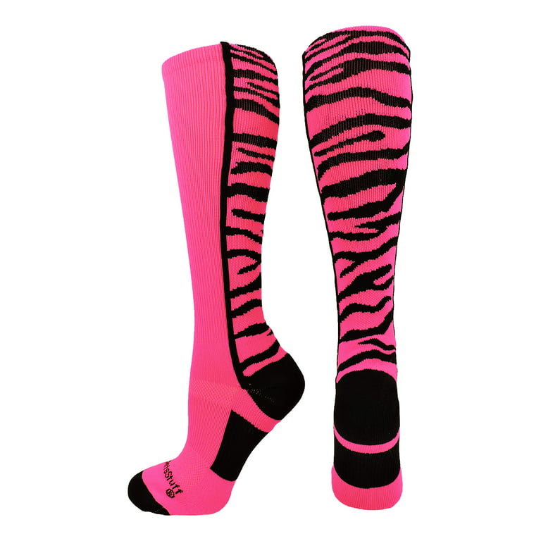 Crazy Socks with Safari Tiger Stripes Over the Calf Socks (Neon