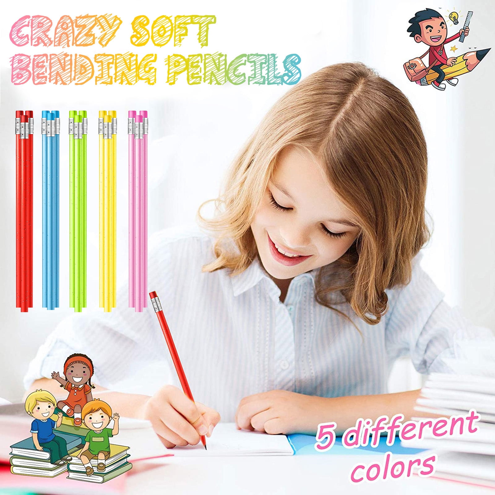 Crazy Soft Bending Pencils With Erasers Party Classrooms Prizes For